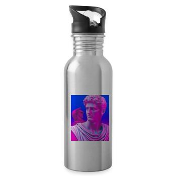 Vaporwave Statue Römische Büste - Trinkflasche mit integriertem Trinkhalm - Lightsilver - Rechts
