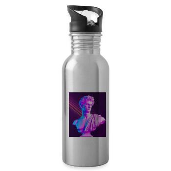 Vaporwave Statue Römische Büste - Trinkflasche mit integriertem Trinkhalm - Lightsilver - Rechts