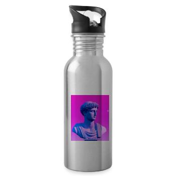 Vaporwave Statue Römische Büste - Trinkflasche mit integriertem Trinkhalm - Lightsilver - Rechts