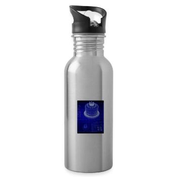 Torte Blaupause Konditor Kuchen Backen - Trinkflasche mit integriertem Trinkhalm - Lightsilver - Rechts