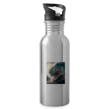 Beach Vibe Otter Cool Surfing Otter - Gourde avec paille intégrée - argent clair - Droite