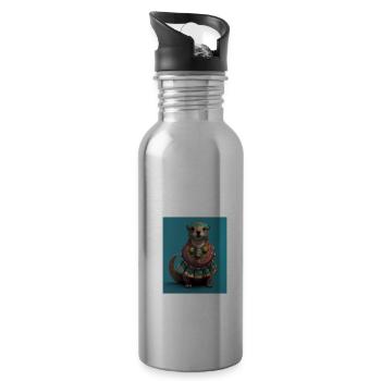 Aesthetic Cool Otter Design Aesthetic Cool Art - Water bottle with straw - silver - Right