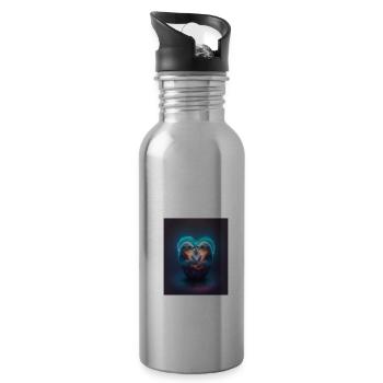 Kawaii Otter Pet Otter Couple Holding Hands - Trinkflasche mit integriertem Trinkhalm - Lightsilver - Rechts