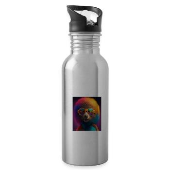 African Otter Pride Pop Art Black Afro Otter - Water bottle with straw - silver - Right