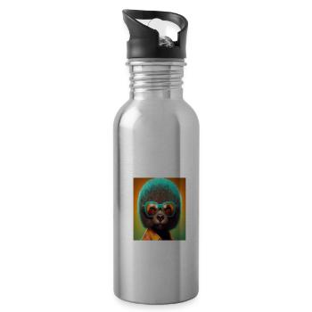 African Otter Pride Pop Art Black Afro Otter - Water bottle with straw - silver - Right