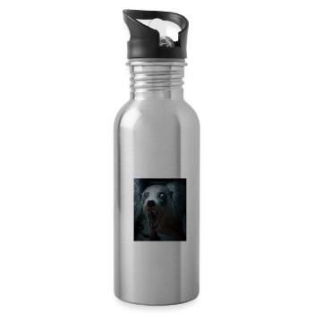 Creepy Otter Creature Spooky Zombie Otter - Trinkflasche mit integriertem Trinkhalm - Lightsilver - Rechts