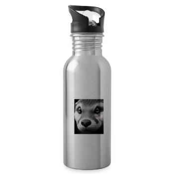 Cute Otter Bed Time Funny Bored Sleepyhead Otter - Trinkflasche mit integriertem Trinkhalm - Lightsilver - Rechts
