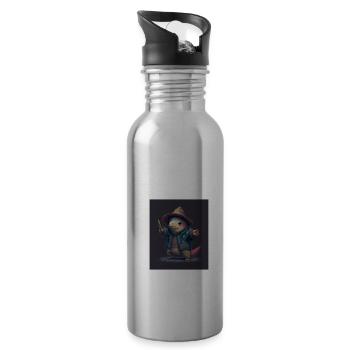 Poisson Mexicain Marche Kawaii Dabbing Mexicain - Gourde avec paille intégrée - argent clair - Droite