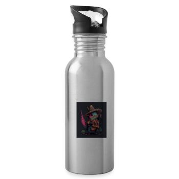 Poisson Mexicain Marche Kawaii Dabbing Mexicain - Gourde avec paille intégrée - argent clair - Droite