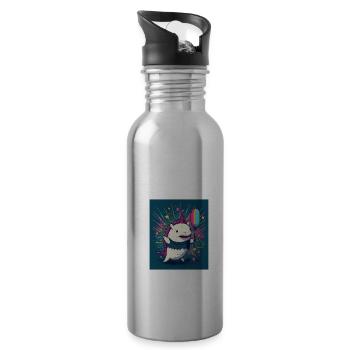 Cinco De Mayo Pinata Party Cute Axolotl Pinata - Water bottle with straw - silver - Right