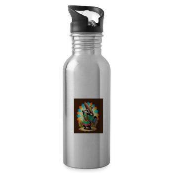 Coati Wearing Sombrero Kawaii Dabbing Coati - Water bottle with straw - silver - Right