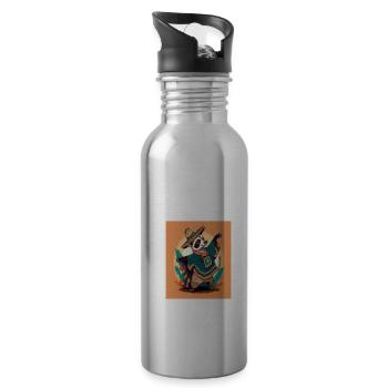 Coati Wearing Sombrero Kawaii Dabbing Coati - Water bottle with straw - silver - Right