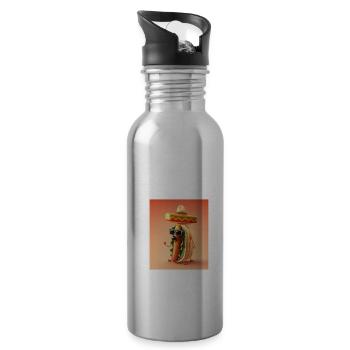 Mexican Hotdog Lover Dabbing Mexican Hotdog - Trinkflasche mit integriertem Trinkhalm - Lightsilver - Rechts