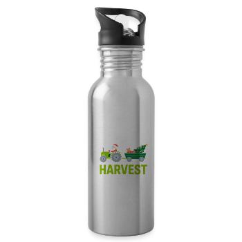 Tis The Season To Harvest Farm Tractor Christmas - Water bottle with straw - silver - Right