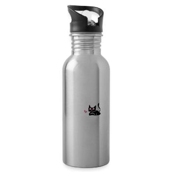 ich liebe dich katze tier - Trinkflasche mit integriertem Trinkhalm - Lightsilver - Rechts