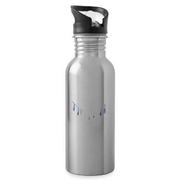 water drops symbol blue water - Water bottle with straw - silver - Right
