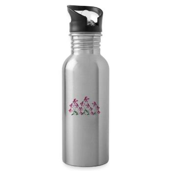 fleurs roses plante fleur - Gourde avec paille intégrée - argent clair - Droite