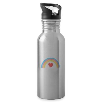 Heart Rainbow Shape Symbol Shapes - Water bottle with straw - silver - Right