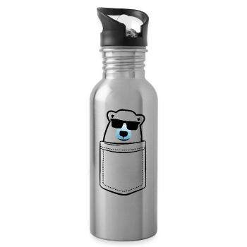 Mein Eisbär in der Tasche - Brusttasche - Trinkflasche mit integriertem Trinkhalm - Lightsilver - Rechts