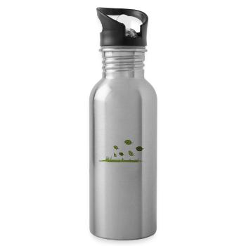 Nature Grass Wind Leaves Soil - Water bottle with straw - silver - Right