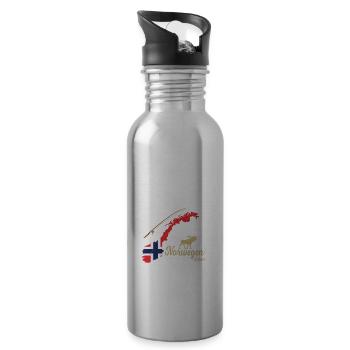 Norway Lofoten fishing Scandinavia motifs - Trinkflasche mit integriertem Trinkhalm - Lightsilver - Rechts