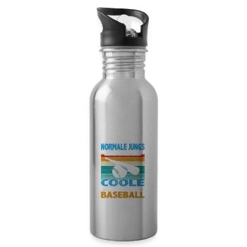 Normale Jungs machen Hausaufgaben coole spielen - Trinkflasche mit integriertem Trinkhalm - Lightsilver - Rechts