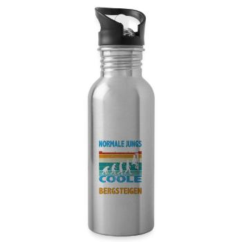 Witziger Bergsteiger Spruch für Jungs zum - Trinkflasche mit integriertem Trinkhalm - Lightsilver - Rechts