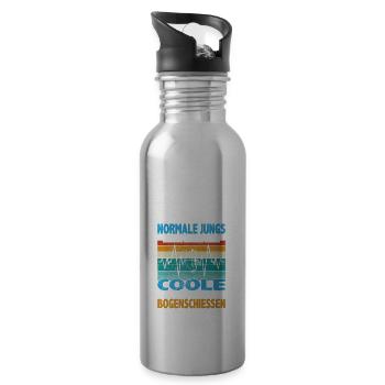 Witziger Bogenschützen Spruch für Jungs für den - Trinkflasche mit integriertem Trinkhalm - Lightsilver - Rechts