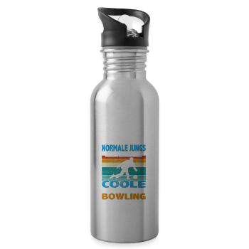 Witziger Bowling Spruch für Jungs für den Bowler - Trinkflasche mit integriertem Trinkhalm - Lightsilver - Rechts