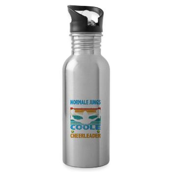 Normale Jungs machen Hausaufgaben coole sind - Trinkflasche mit integriertem Trinkhalm - Lightsilver - Rechts