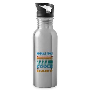 Normale Jungs Hausaufgaben coole Dart Darten - Trinkflasche mit integriertem Trinkhalm - Lightsilver - Rechts