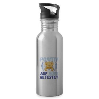 Positiv auf Müde getestet Hund Fun - Trinkflasche mit integriertem Trinkhalm - Lightsilver - Rechts