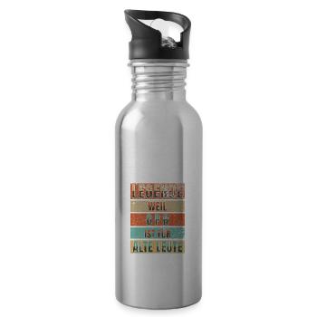 Legende Opa für alte Leute | Lustige Party Fest - Trinkflasche mit integriertem Trinkhalm - Lightsilver - Rechts