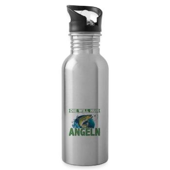 Damen Die tut nix die will nur angeln | Anglerin - Trinkflasche mit integriertem Trinkhalm - Lightsilver - Rechts