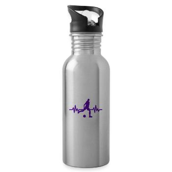 Herzschlag - Soccer / Sportverein Kicker Fußball - Water bottle with straw - silver - Right