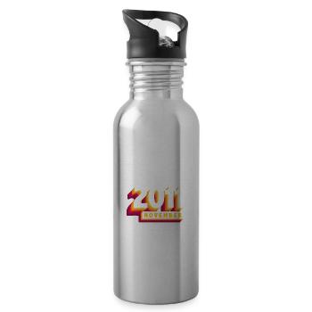 November 2011 12 Years Man Wife Birthday - Water bottle with straw - silver - Right
