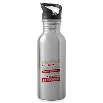 Pensioner 2024 Unique Piece Adorable Red - Water bottle with straw - silver - Right
