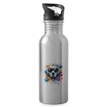 Funny Dog Clothes – Trendy Fashion for Dogs - Water bottle with straw - silver - Right