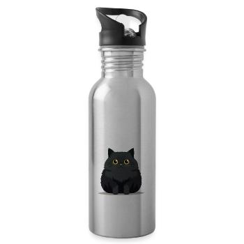 Chonky Cat - Cute Pet Sticker - Water bottle with straw - silver - Right