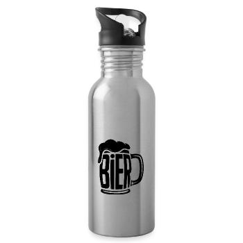Bier - Cool Beer Logo - Trinkflasche mit integriertem Trinkhalm - Lightsilver - Rechts