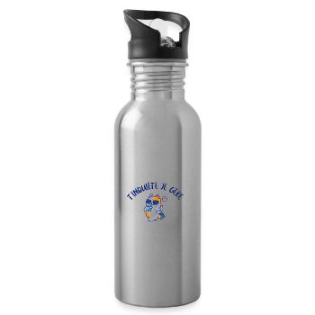 T'inquiète je gère idée cadeau humour jeu de mots - Gourde avec paille intégrée - argent clair - Droite