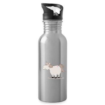 Dickes niedliches Einhorn - Trinkflasche mit integriertem Trinkhalm - Lightsilver - Rechts