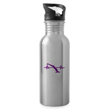 Herzschlag Schwimmer - Taucher Wassersport Athlet - Trinkflasche mit integriertem Trinkhalm - Lightsilver - Rechts