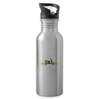 Heartbeat Motorrad - Motorroller Mofa Moped - Trinkflasche mit integriertem Trinkhalm - Lightsilver - Rechts