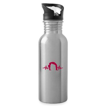 Heartbeat Gymnastique - Méditation Gymnastique Yoga - Gourde avec paille intégrée - argent clair - Droite