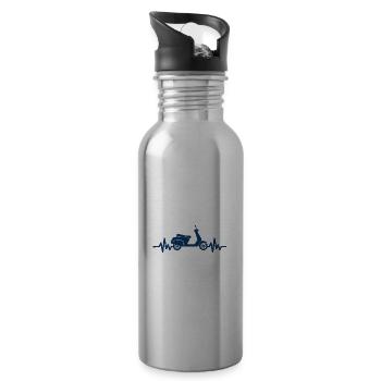 Heartbeat Motorrad - Motorroller Mofa Moped - Trinkflasche mit integriertem Trinkhalm - Lightsilver - Rechts