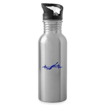 Heartbeat Swimmer - Diver Water Sports Athlete - Water bottle with straw - silver - Right