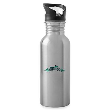 Heartbeat Motorcycle - Biker - Chopper - Freedom - Water bottle with straw - silver - Right