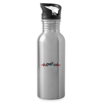 Heartbeat Motorcycle - Biker - Chopper - Freedom - Water bottle with straw - silver - Right