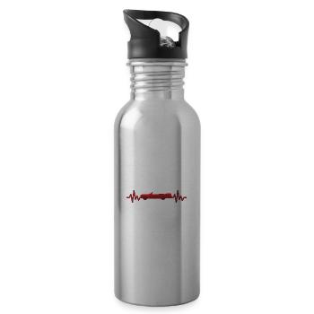 Muscle Car - Auto - Wagen - Herzschlag - Style - Trinkflasche mit integriertem Trinkhalm - Lightsilver - Rechts